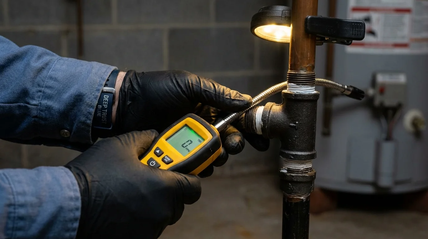 Gas leak detection with electronic sniffer by Johns Plumbing LLC in Port Clinton